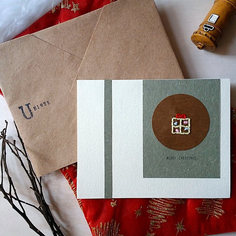 Hand-sewn image Christmas card (gift) (original) - Cards & Postcards - Paper Multicolor