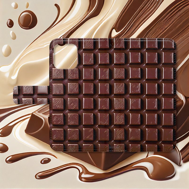 チョコレートの誘惑 手帳型スマホケース  F　iPhone Android各機種対応  ハイクオリティタイプ - 手機殼/手機套 - 真皮 咖啡色