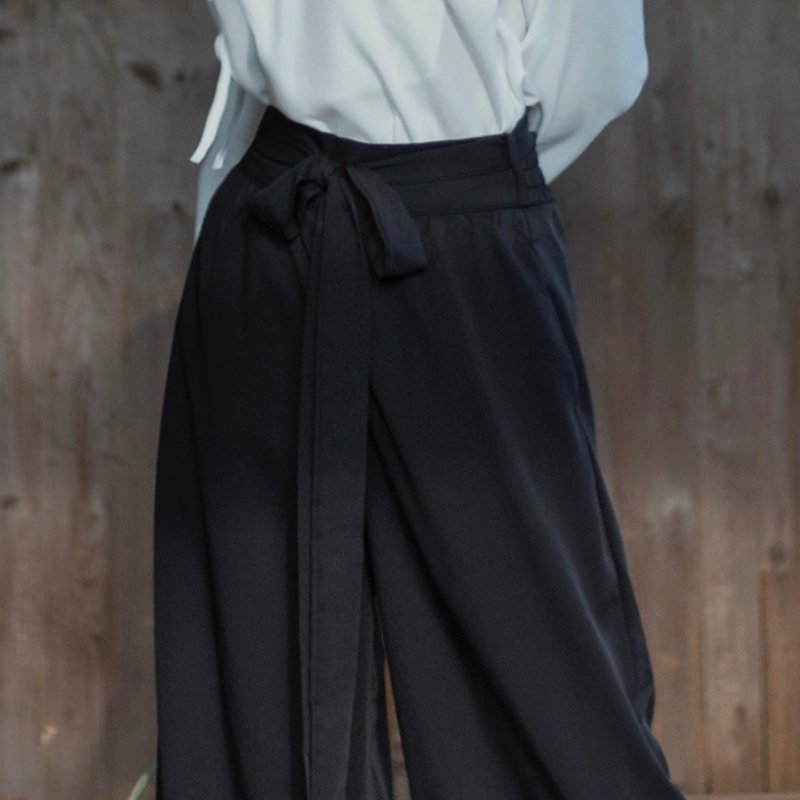 Chinese style Song pants wide leg trousers drape silk thin semi elastic waist men and women same style Han elements Chinese style - กางเกงขายาว - เส้นใยสังเคราะห์ 