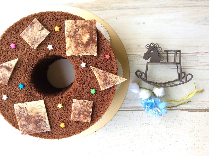 スクエアプラネットチョコレートシフォンケーキ6インチ - ケーキ・デザート - その他の素材 ブラック