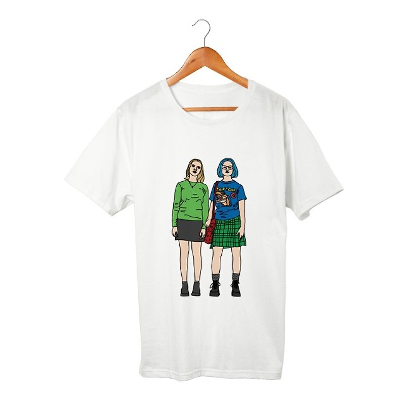 Enid & Rebecca #3 T-shirt - เสื้อยืดผู้หญิง - ผ้าฝ้าย/ผ้าลินิน ขาว