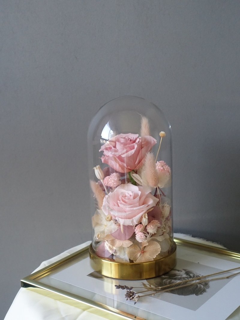 Favorite Series-Everlasting Flower Bell Jar - Dried Flowers & Bouquets - Plants & Flowers Pink