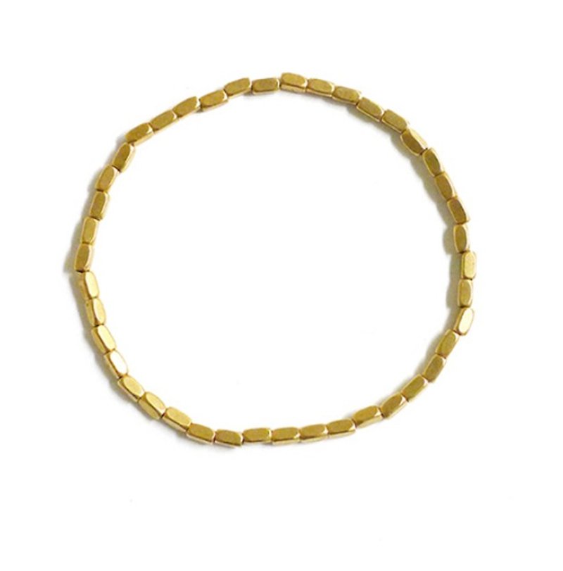 Ficelle | handmade brass natural stone bracelet | [brass] copper words - small rectangular corner - Bracelets - Other Metals Gold