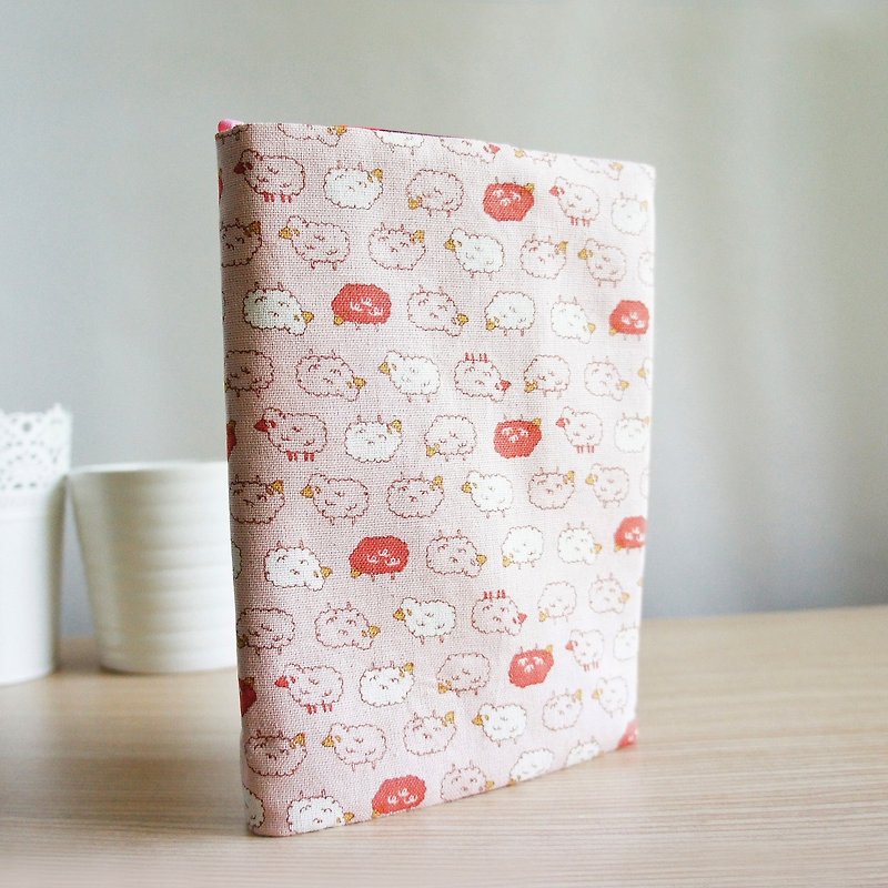 Lovely [Little Sheep Coffee Bottom Big Water Jade Double-sided Cloth Book Jacket] Book Cover [25K Journal, A5 Hand Account] - Book Covers - Cotton & Hemp Pink