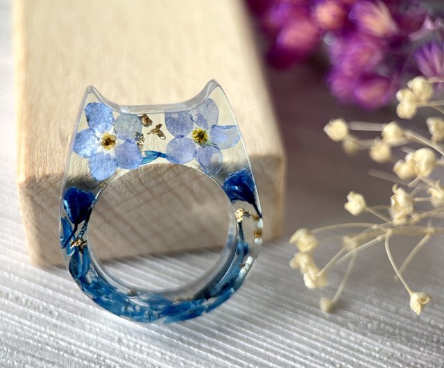 Real Pressed Flower Bracelet, Forget Me Not Bracelet, Silver