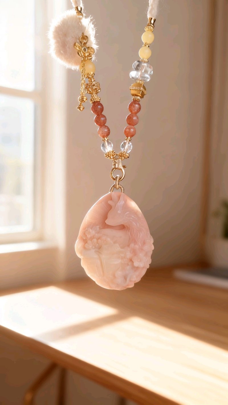 桃花源|阿拉善彩玉守護狐 - 項鍊 - 玉石 