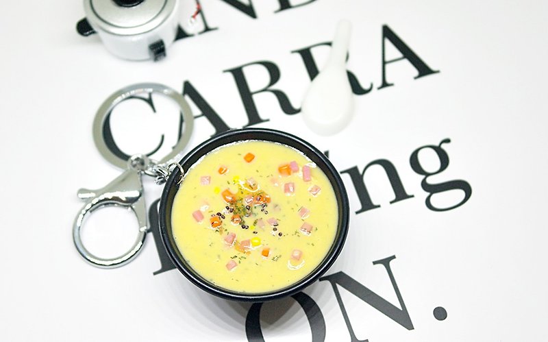 =>Clay Series-Corn Soup-Key Ring# Pendant# Bag Accessories-Limited Edition*1- - Keychains - Clay Yellow