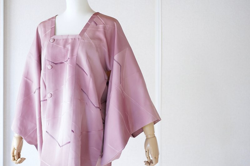 Michiyuki kimono, purple silk kimono, Traditional kimono, Japanese Kimono /4554 - เสื้อแจ็คเก็ต - ผ้าไหม สีม่วง
