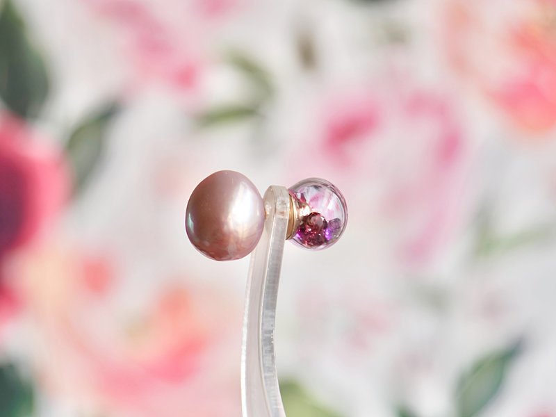 【Pinkoi 接單訂製】寶石圓頂客製化耳環 - 耳環/耳夾/耳骨夾 - 半寶石 多色