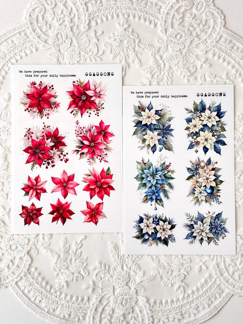 Poinsettia Matte Sticker - 貼紙 - 其他材質 