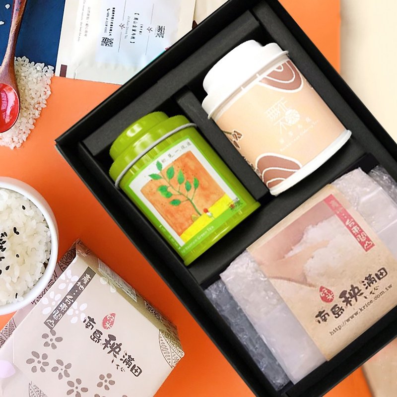 [Wuzang] Dragon Boat Festival Charity Tea and Rice Gift Box F2 - Alishan Tea + Frozen Top Floral Tea+ Taiwanese Rice (2 Teas, 1 Meter) - Tea - Fresh Ingredients Multicolor