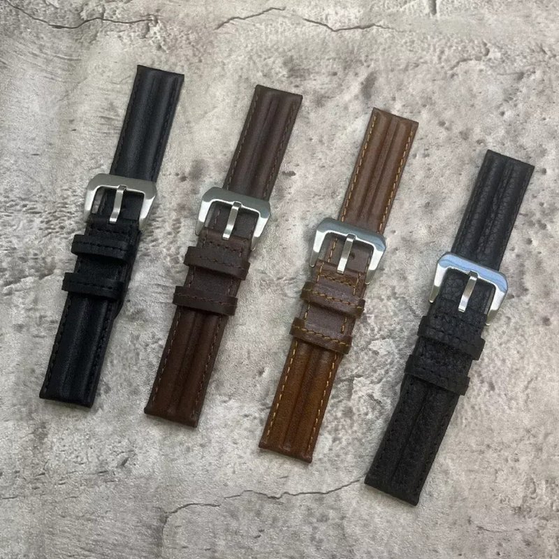 Timeless Watchband Air Force Military Watch Strap Pure Cow Leather Men's Watch Strap 18/20/22MM - Watchbands - Genuine Leather Multicolor