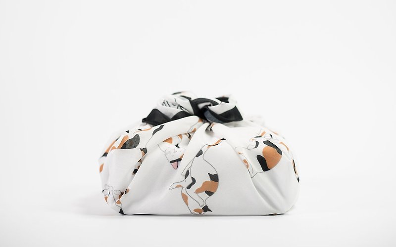 White Cat Polyester Cottonsilk Wrap, Furoshiki, Scarf, Shawl, Headband, - Scarves - Silk White