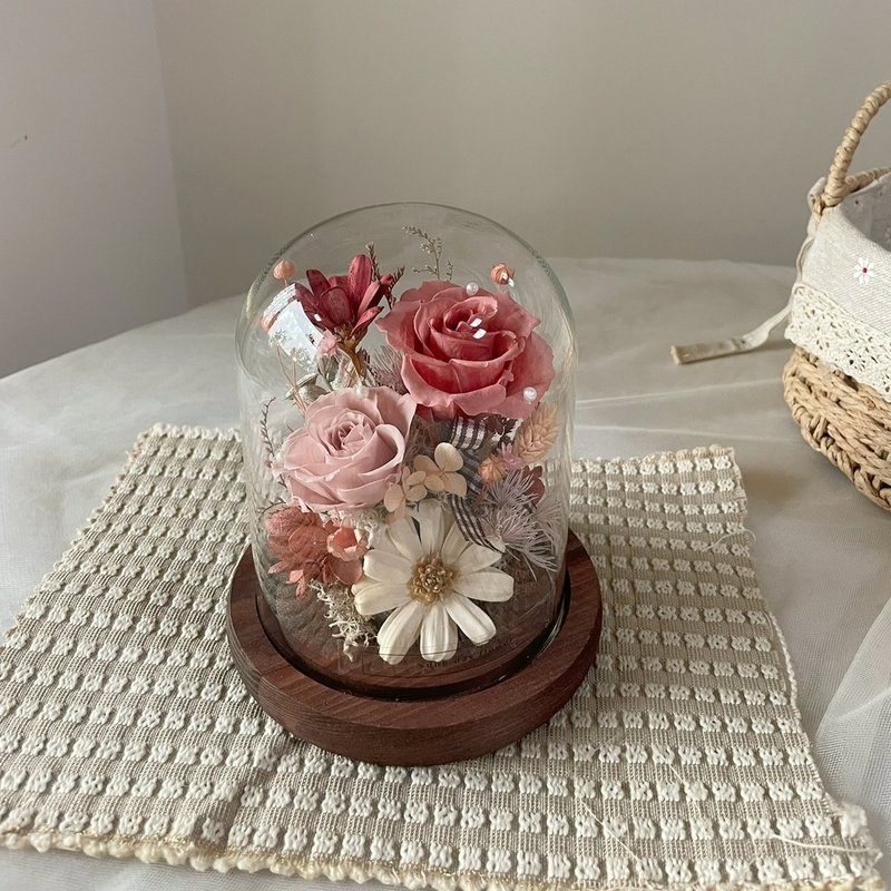 【永生玻璃花盅】永生花夜燈 情人節禮物 生日禮物 永生花 玻璃盅 - 乾燥花/永生花 - 植物．花 