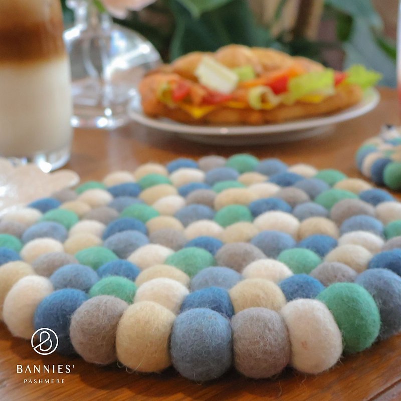 Blue Ocean | Nepalese handmade wool felt coasters and potholders - Place Mats & Dining Décor - Wool Multicolor