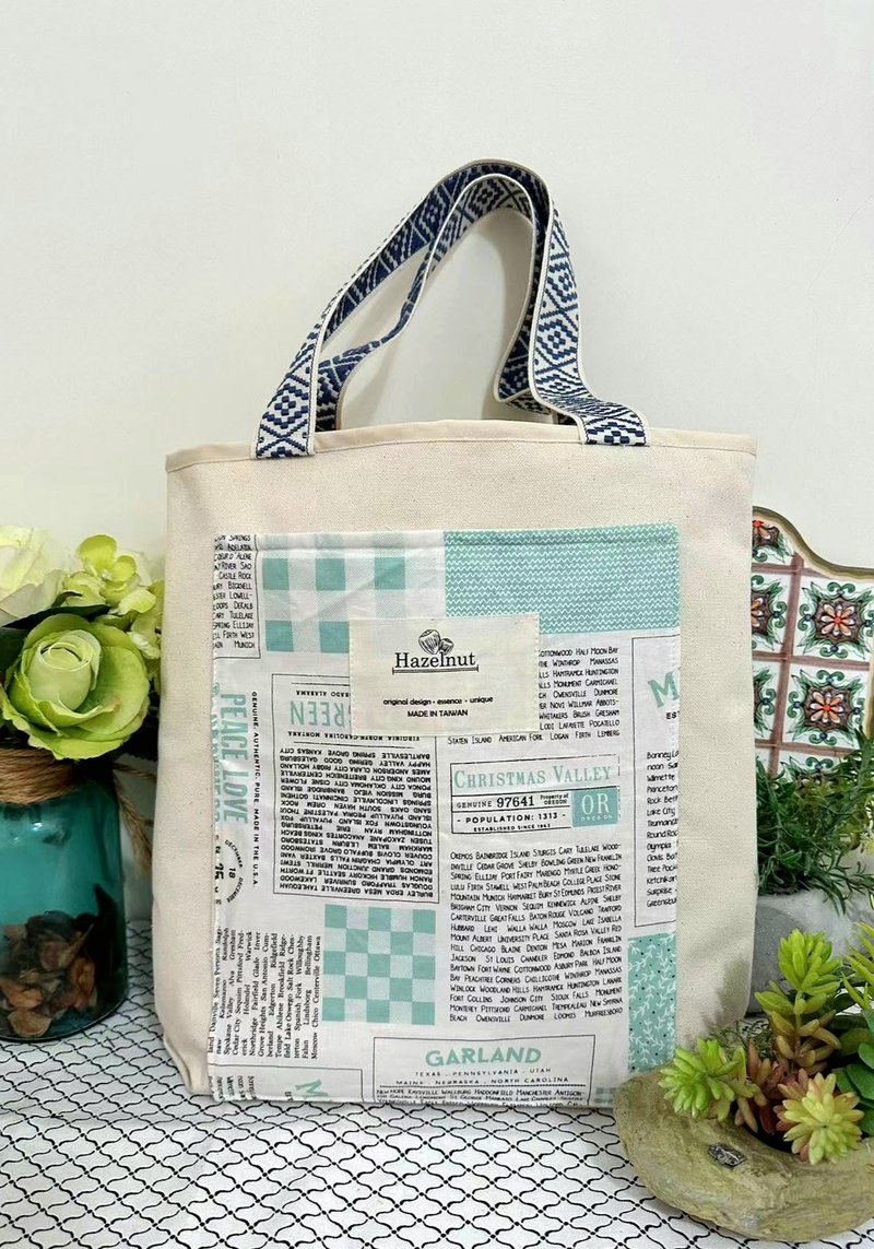 Nordic English lettering pattern canvas bag/handbag/cotton canvas - Handbags & Totes - Cotton & Hemp 