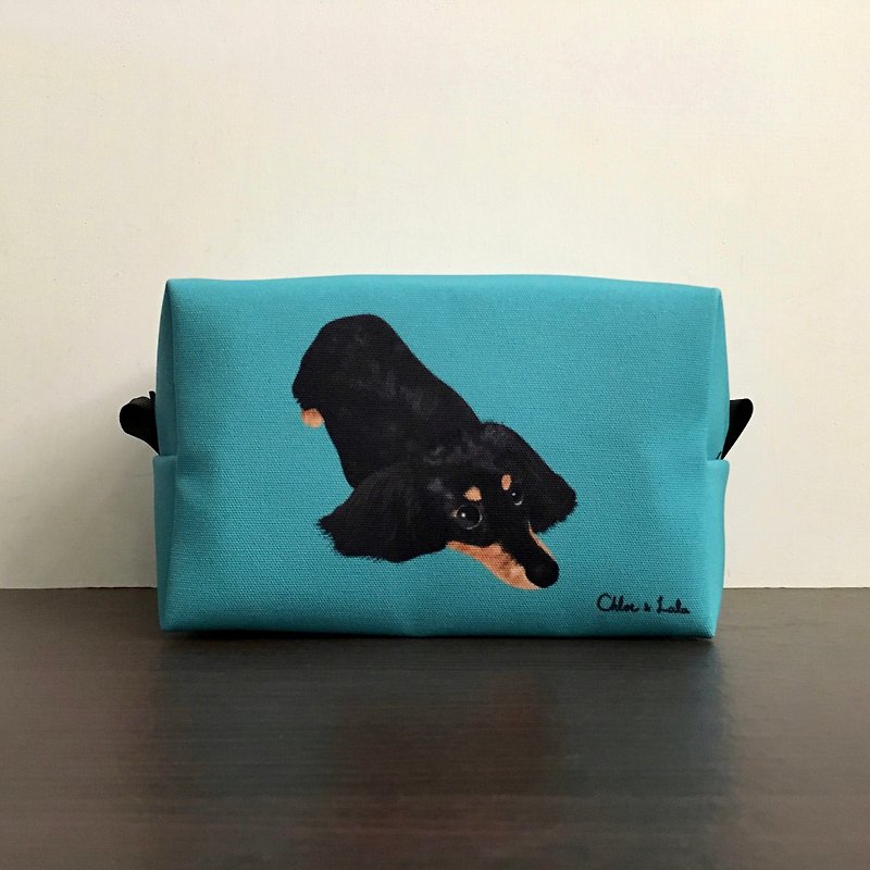 Classic Wang Meow Cosmetic Bag/Storage Bag-Black Four Eyes Sausage - Toiletry Bags & Pouches - Polyester Green
