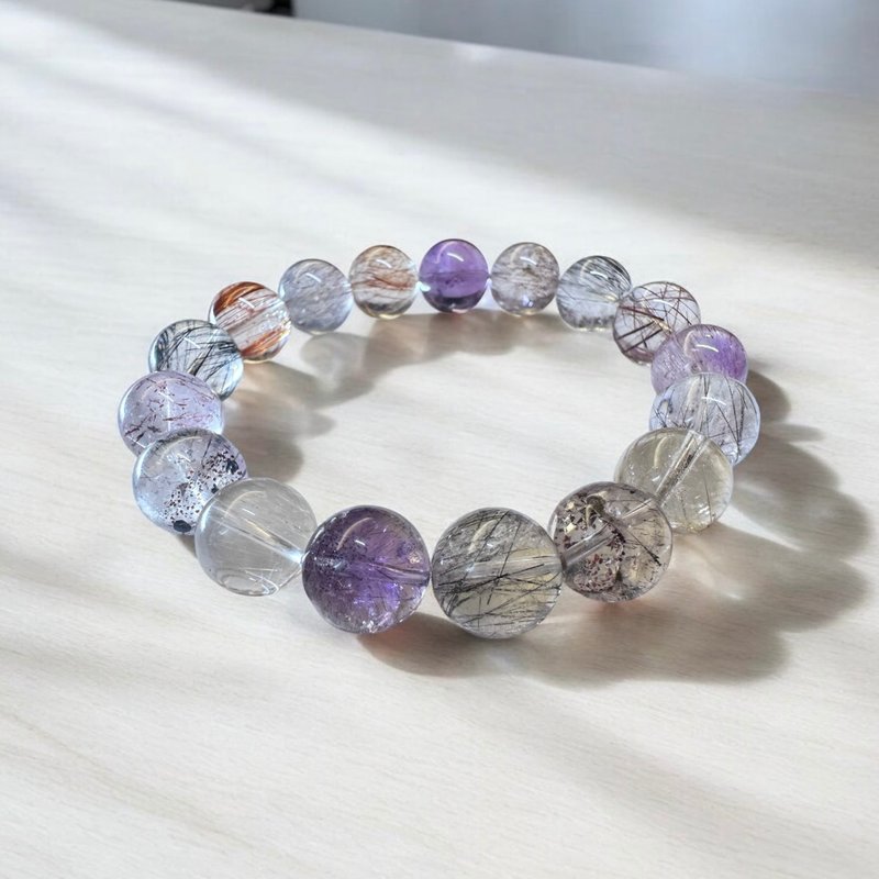 Carefully selected items | Rare Colored Hair Crystal Bracelet 12mm Contains Multiple Transparent Crystals - Bracelets - Crystal Multicolor