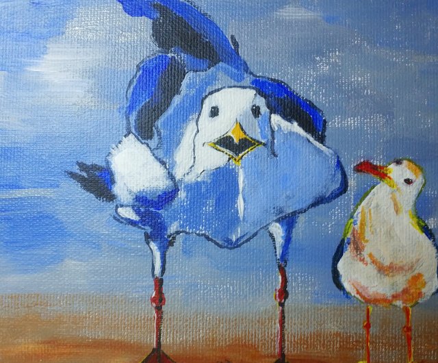 画家　手描きの油絵　タイトル「カモメ」 画家手描きの油絵タイトル「カモメ」