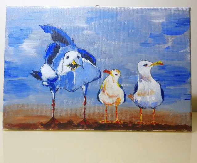 画家　手描きの油絵　タイトル「カモメ」 画家手描きの油絵タイトル「カモメ」