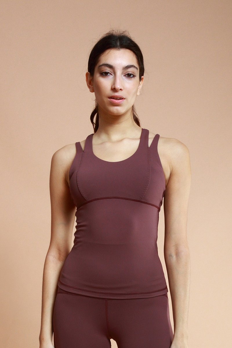 Just be you double strap top @breathm-berry brown red - Women's Yoga Apparel - Polyester Red