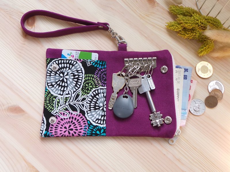 零錢包 鑰匙包 票夾 多功能隨身小包 禮物 - 零錢包/小錢包 - 棉．麻 紫色