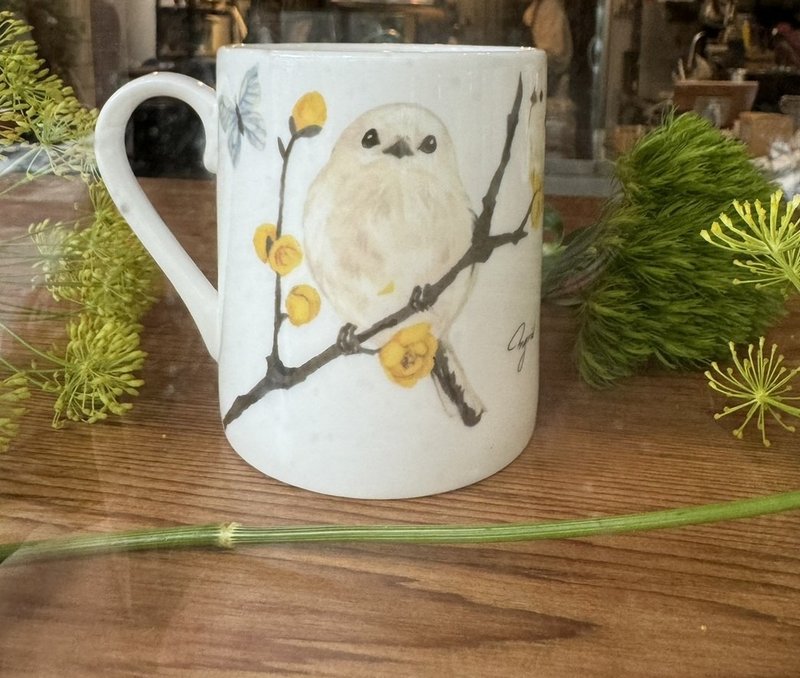 合作插畫藝術家-英格藍貓 下午茶骨瓷杯系列-肥啾啾山雀馬克杯杯 - 咖啡杯/馬克杯 - 瓷 多色
