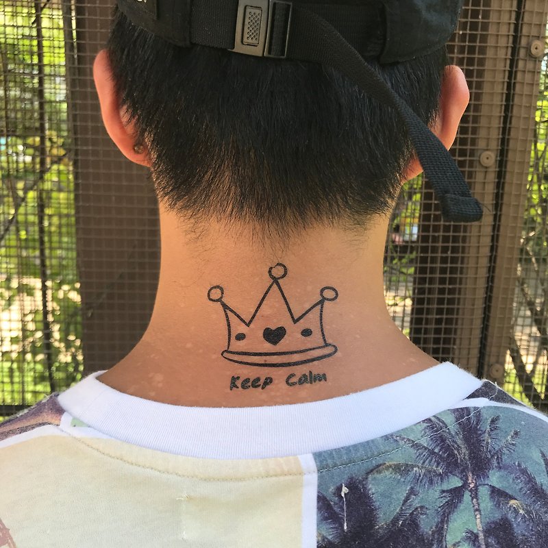 King Queen Crown Temporary Fake Tattoo Sticker (Set of 2) - OhMyTat - สติ๊กเกอร์แทททู - กระดาษ สีดำ