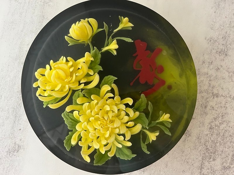 Chrysanthemum jelly flower 8 inches - เค้กและของหวาน - อาหารสด สีส้ม