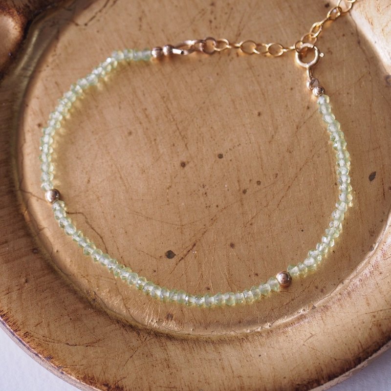 橄欖石  Peridot  ペりドット 14KGF 手環 手鍊 8月誕生石 - 手鍊/手環 - 半寶石 綠色