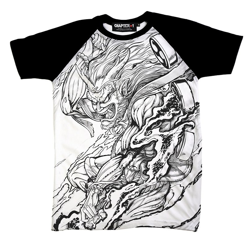 Raijin The thunder god Yami Chapter One T-shirt - T 恤 - 棉．麻 白色
