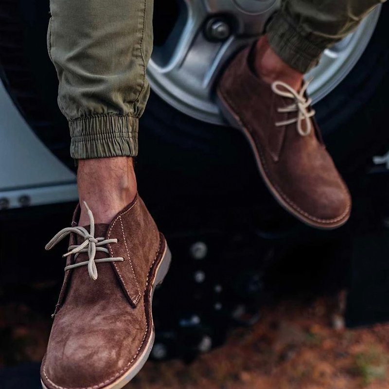 【南非手工獵人鞋】麂皮 男女鞋  非洲獵人鞋 Heritage 農夫灰 - 男款休閒鞋 - 真皮 灰色