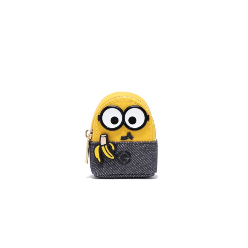 【Free Gift Event】Minions Leather Nano Crossbody & Shoulder Handbag - Messenger Bags & Sling Bags - Genuine Leather Yellow