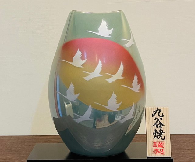 入場式】九谷焼 8号花瓶群鶴 - ショップ Riso-kutani 花瓶