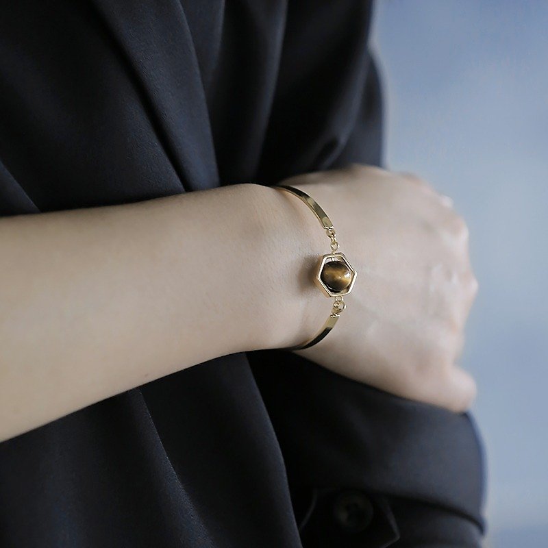 ESCA STUDIO • planet Saturn series of natural yellow tiger eye Stone bracelet 10mm models - Bracelets - Gemstone Gold