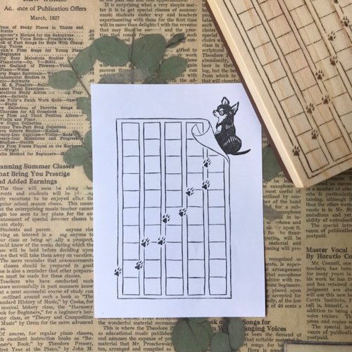 wakimichistamp 消しゴムはんこ 見返りチワワの原稿用紙メモ枠はんこ