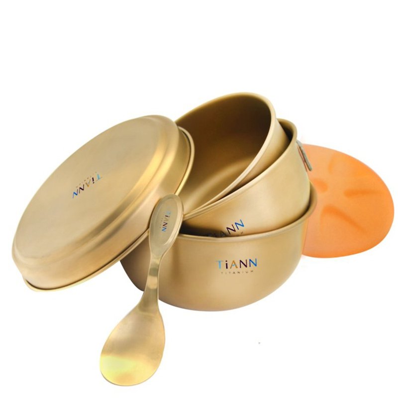TiBowl Titanium Bowl Set (S/M/L) Spoon Inclu. - Lunch Boxes - Other Metals Gold