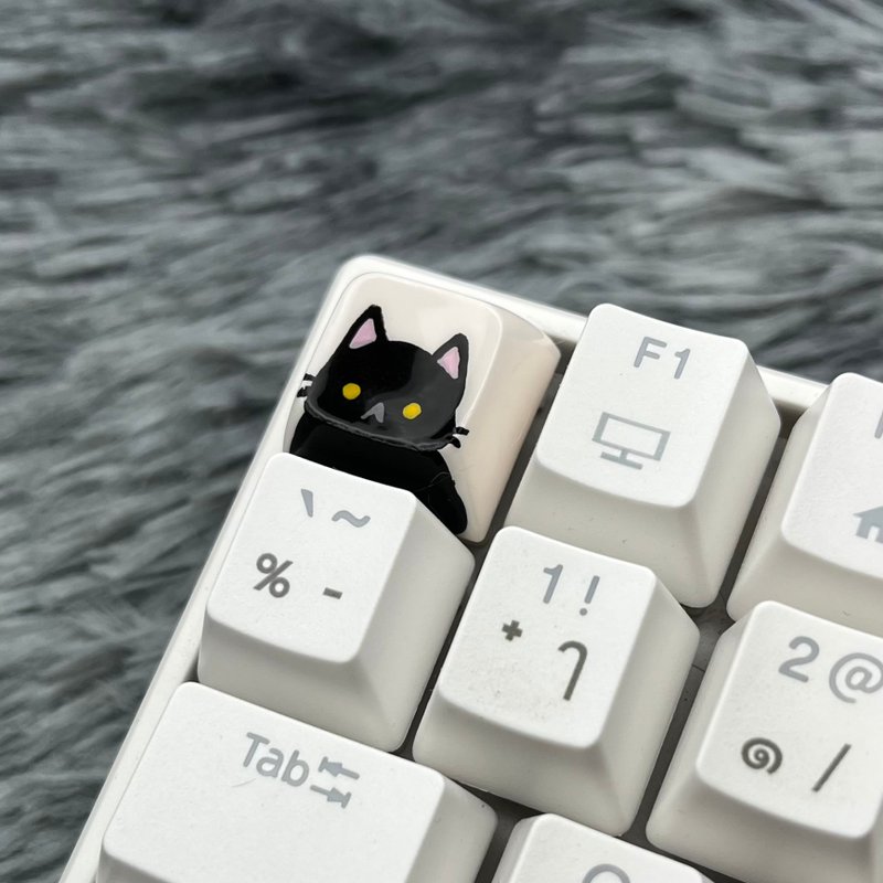 XDA keycap black cat (yellow eyes)-beige - 電腦配件 - 塑膠 卡其色