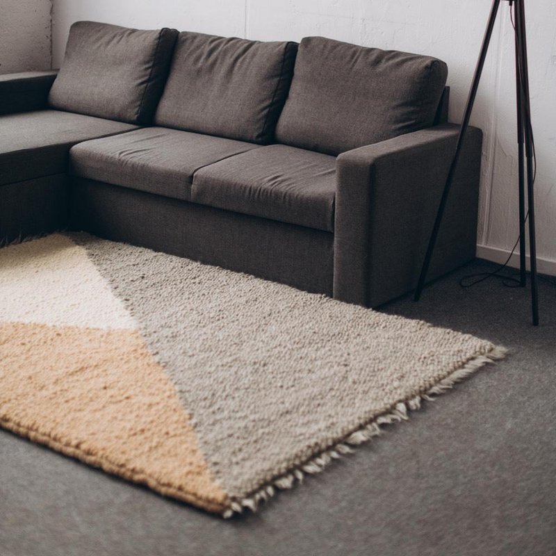 HANDMADE WOOL RUG, Woolen sheep carpet, Wool Carpet, carpet - Rugs & Floor Mats - Wool Khaki