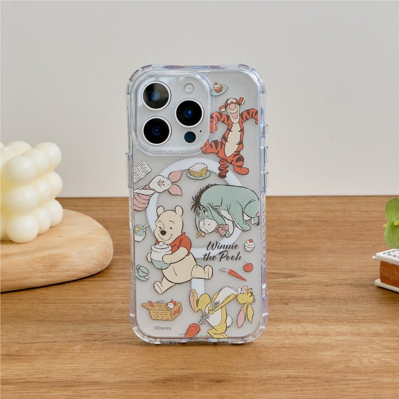 Disney小熊維尼-野餐亂花抗黃防摔MagSafe iPhone手機殼 - 手機殼/手機套 - 塑膠 多色