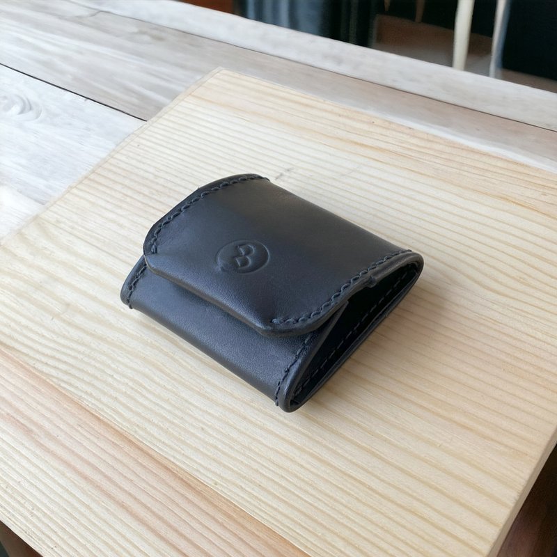 DUAL Small Square Coin Purse - Textured Black - กระเป๋าใส่เหรียญ - หนังแท้ สีดำ