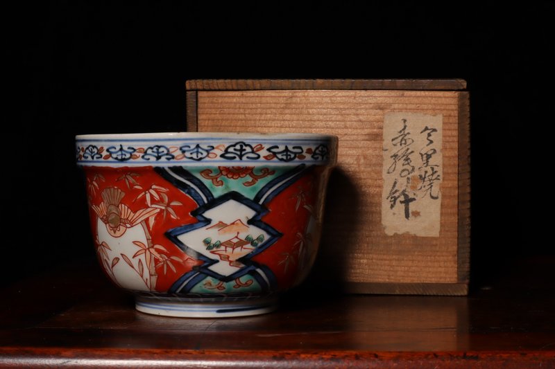 Bemachi Japanese period object Meiji period Imari gold-painted tea bowl - จานและถาด - ดินเผา 