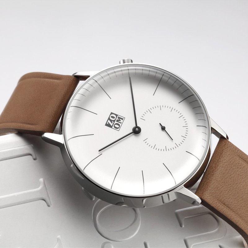 PURE 3846 Three-hand Brown Leather Watch - นาฬิกาผู้ชาย - หนังแท้ ขาว