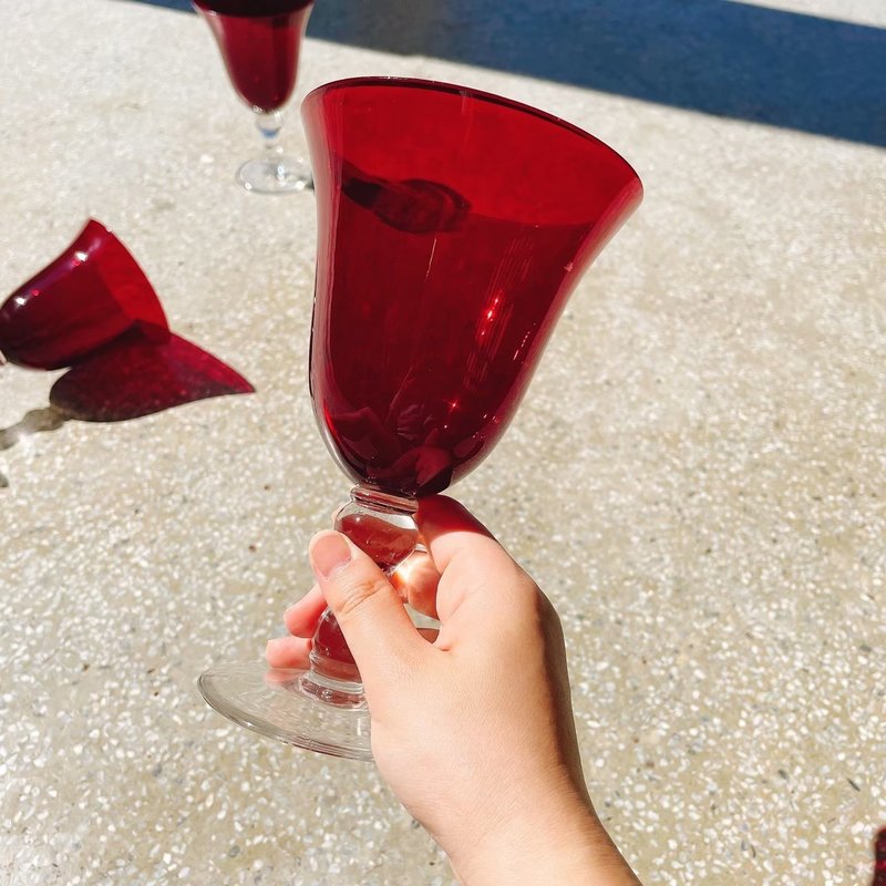 紅色高腳玻璃杯 - 酒杯/酒器 - 玻璃 