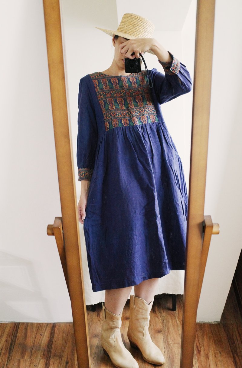 Vintage 70s Guatemalan handwoven embroidered dress - One Piece Dresses - Cotton & Hemp 