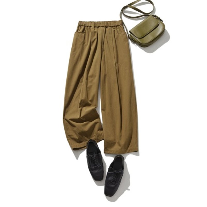 Extremely versatile lined pants, long pants, cotton, dark brown, 241009-2 - กางเกงขายาว - ผ้าฝ้าย/ผ้าลินิน 