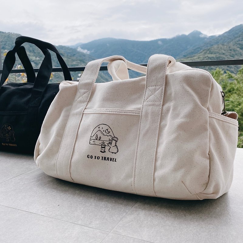 Traveling on the go // Travel bag and bag // 2 colors are available - กระเป๋าแมสเซนเจอร์ - ผ้าฝ้าย/ผ้าลินิน ขาว