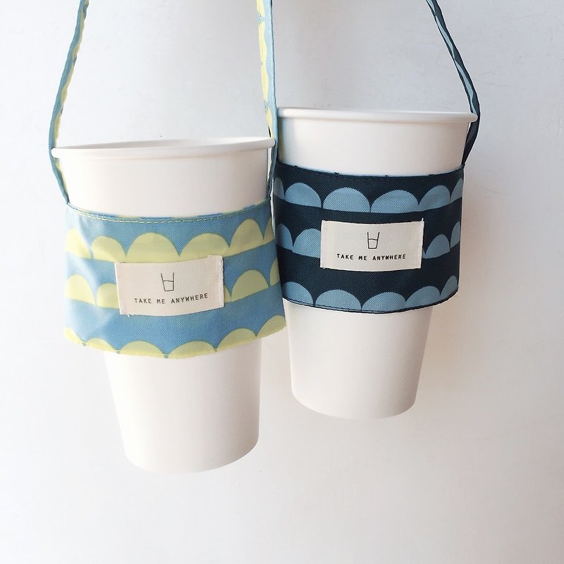 Combination B | Small Wave: Water Blue + Sea Blue | Japan Limited Flower Take Me Anywhere Drink Bag - Beverage Holders & Bags - Cotton & Hemp Multicolor