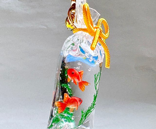 受注制作 縁日の金魚袋 根付 帯飾り キーホルダー ミニチュア