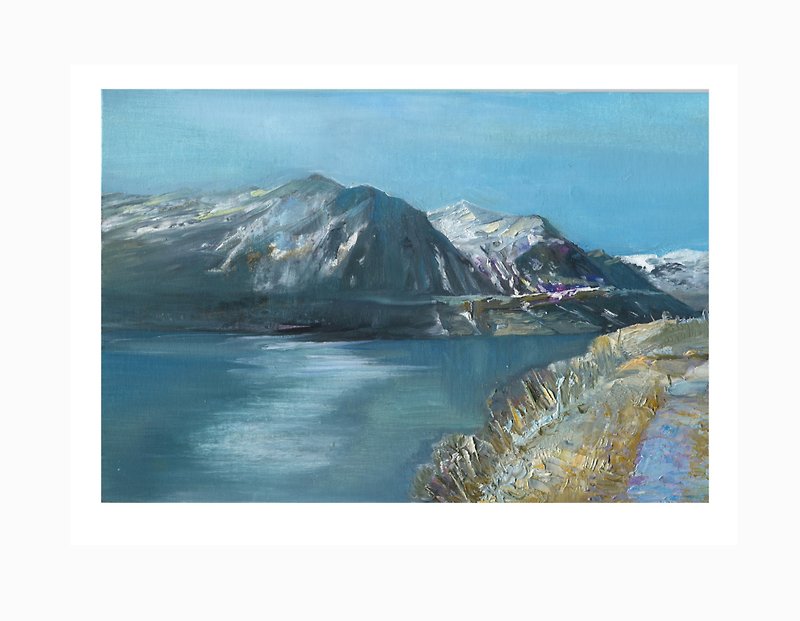 Seascape / Oil Painting On Canvas Blue Landscape - 壁貼/牆壁裝飾 - 木頭 多色
